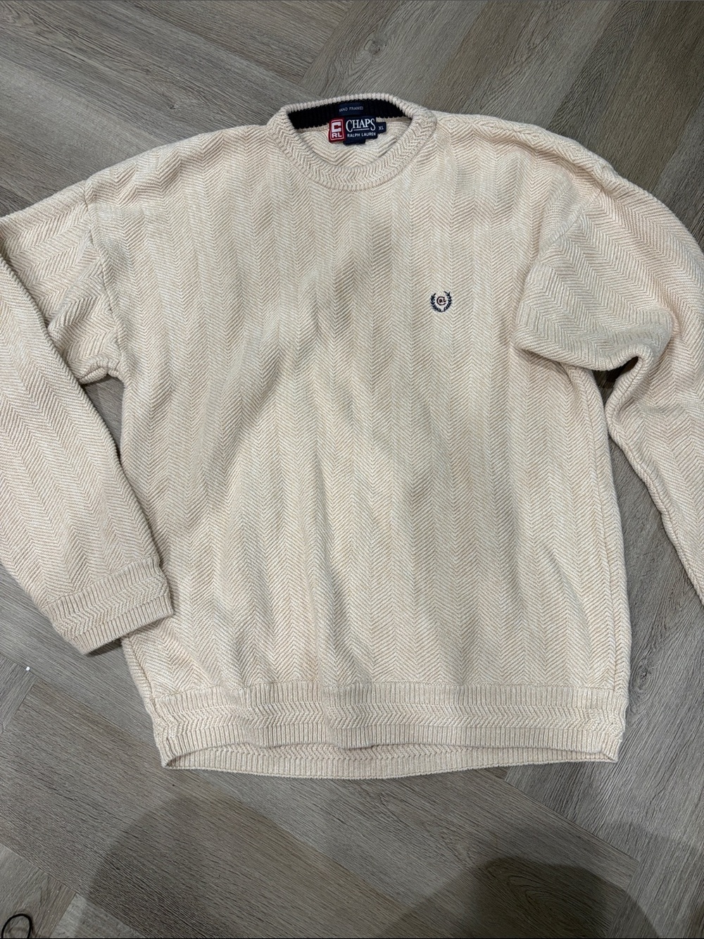 Chaps Ralph Lauren Men's Cream Crewneck Sweater XL